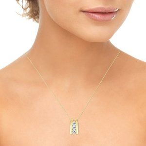 14K Yellow Gold 1Ct TDW Diamond Ladder 3-Stone Necklace